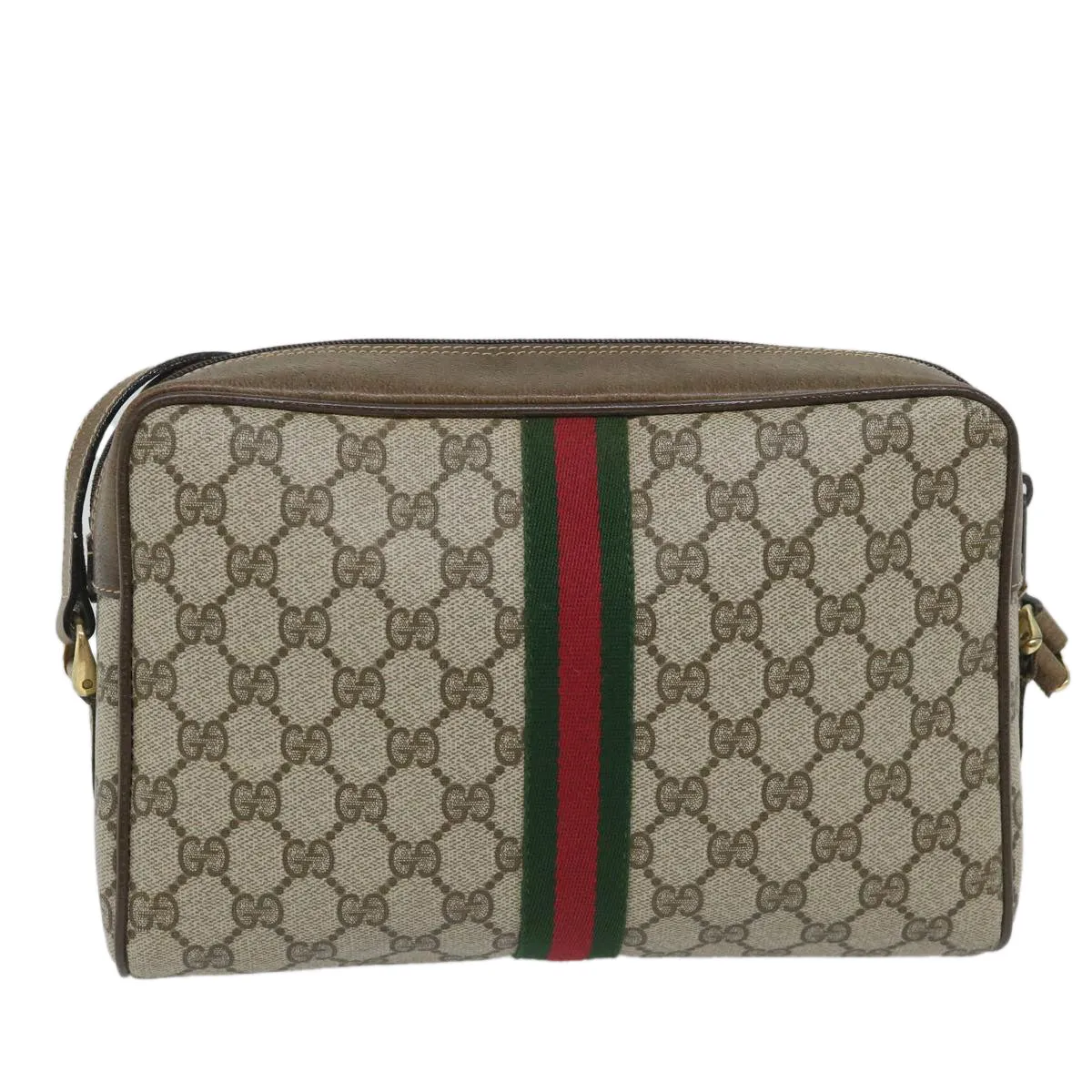 GUCCI GG Supreme Web Sherry Line Shoulder Bag Beige Red 001 4071 5  57626