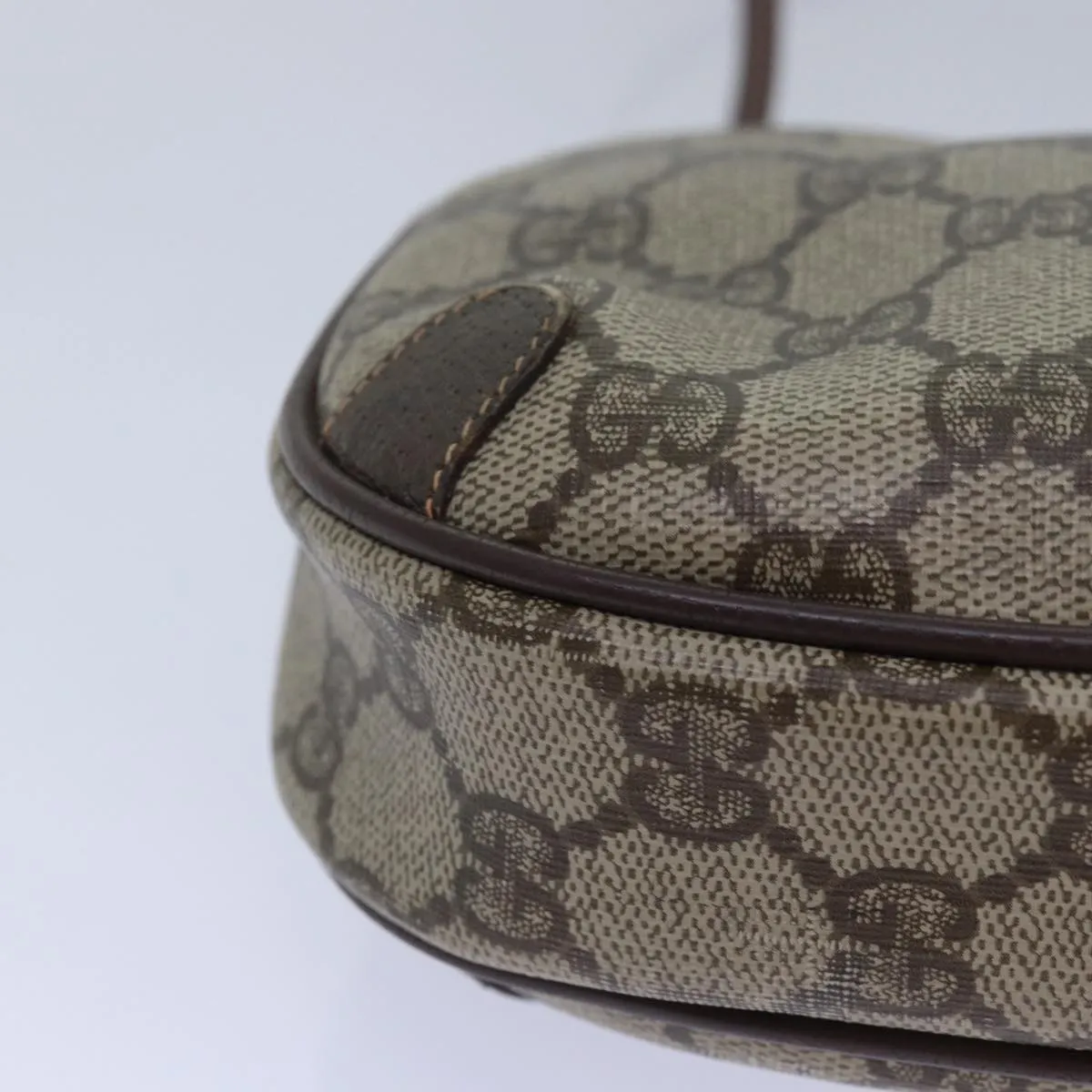 GUCCI GG Supreme Web Sherry Line Shoulder Bag PVC Beige 156 02 066  81008