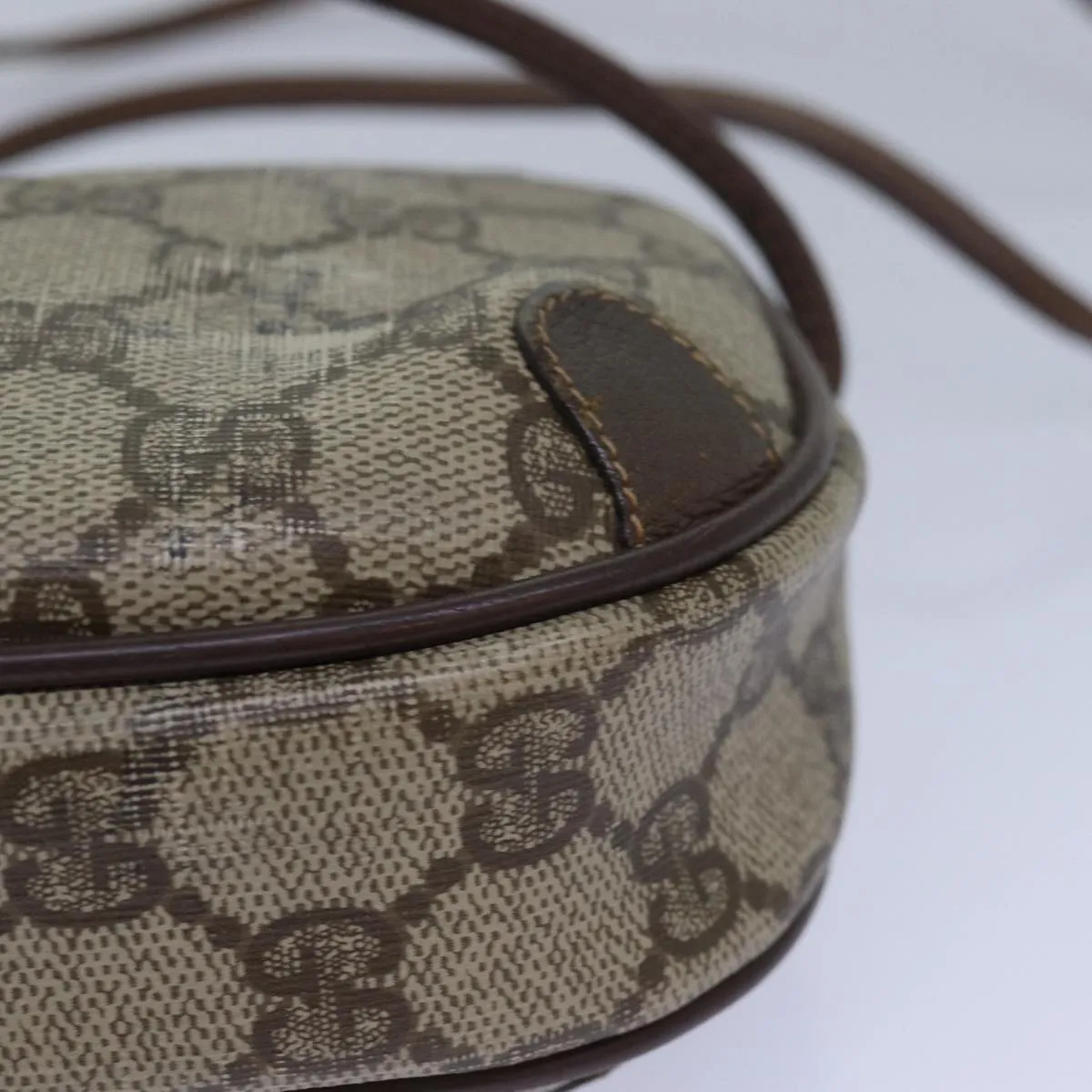 GUCCI GG Supreme Web Sherry Line Shoulder Bag PVC Beige 156 02 066  81008