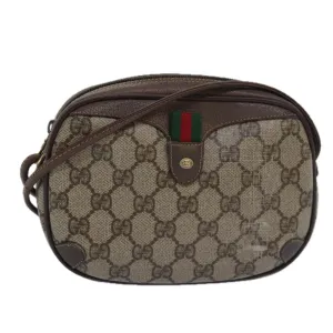 GUCCI GG Supreme Web Sherry Line Shoulder Bag PVC Beige 156 02 066  81008