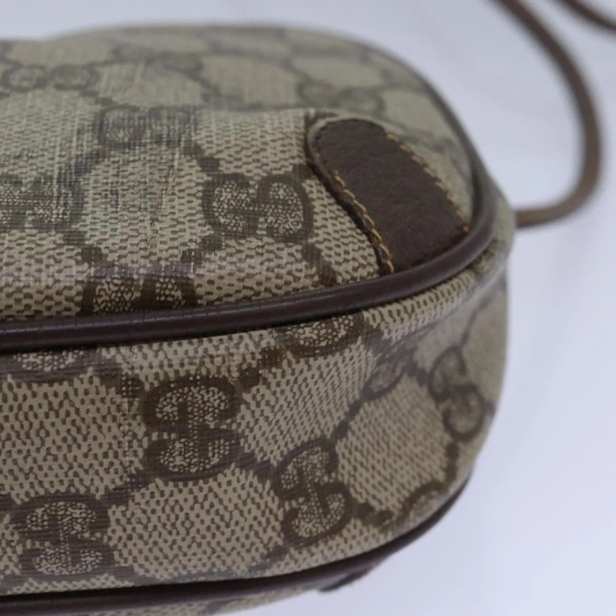 GUCCI GG Supreme Web Sherry Line Shoulder Bag PVC Beige 156 02 066  81008