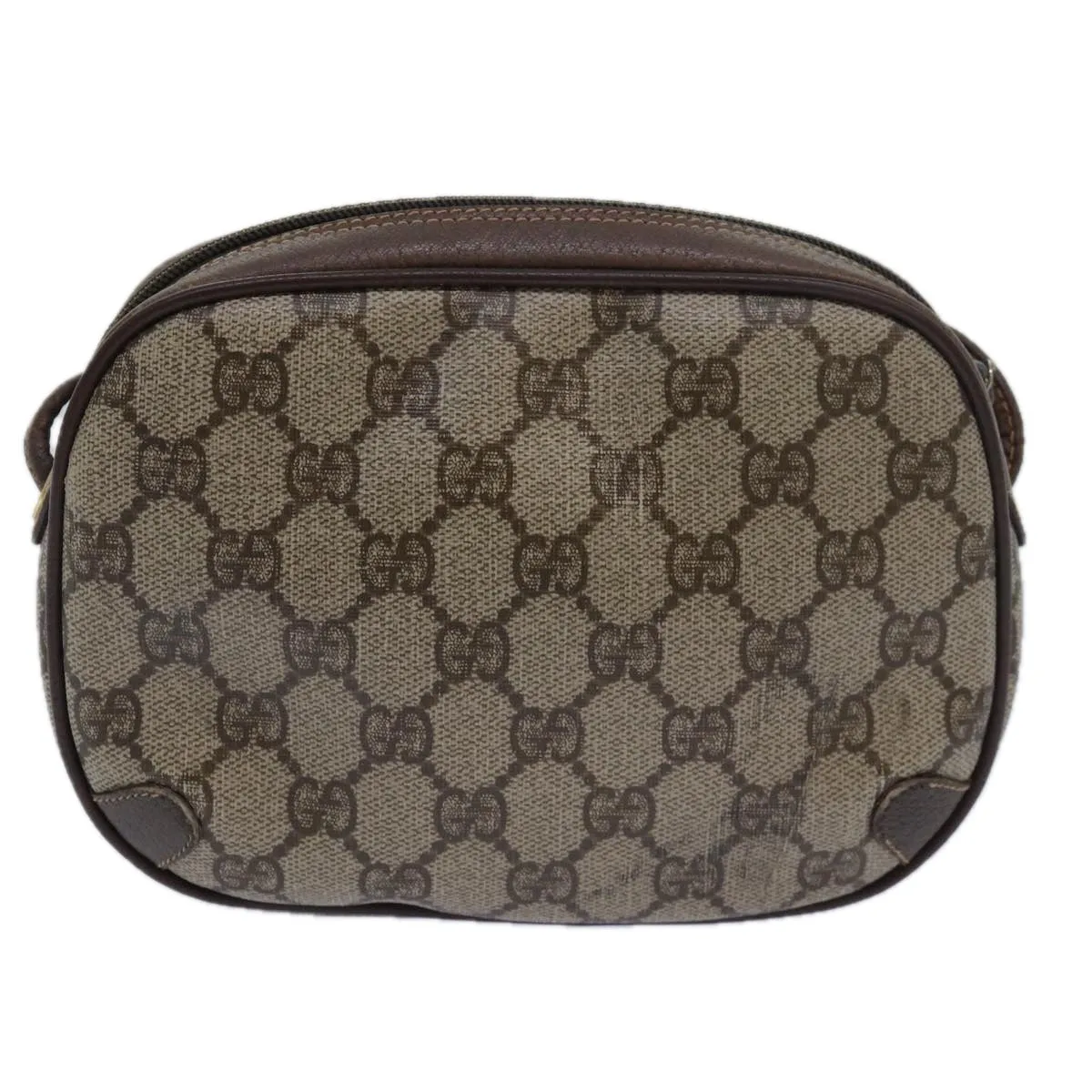 GUCCI GG Supreme Web Sherry Line Shoulder Bag PVC Beige 156 02 066  81008
