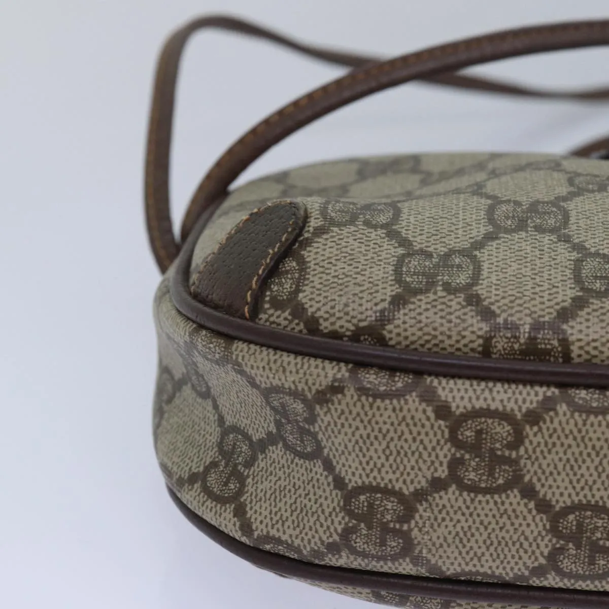 GUCCI GG Supreme Web Sherry Line Shoulder Bag PVC Beige 156 02 066  81008