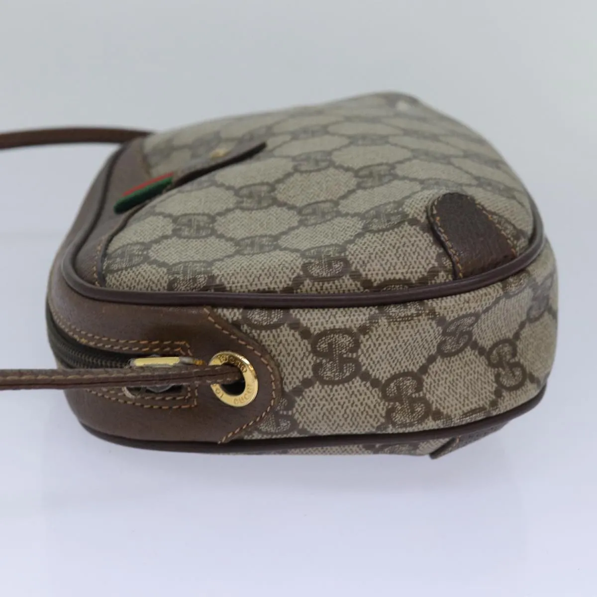 GUCCI GG Supreme Web Sherry Line Shoulder Bag PVC Beige 156 02 066  81008