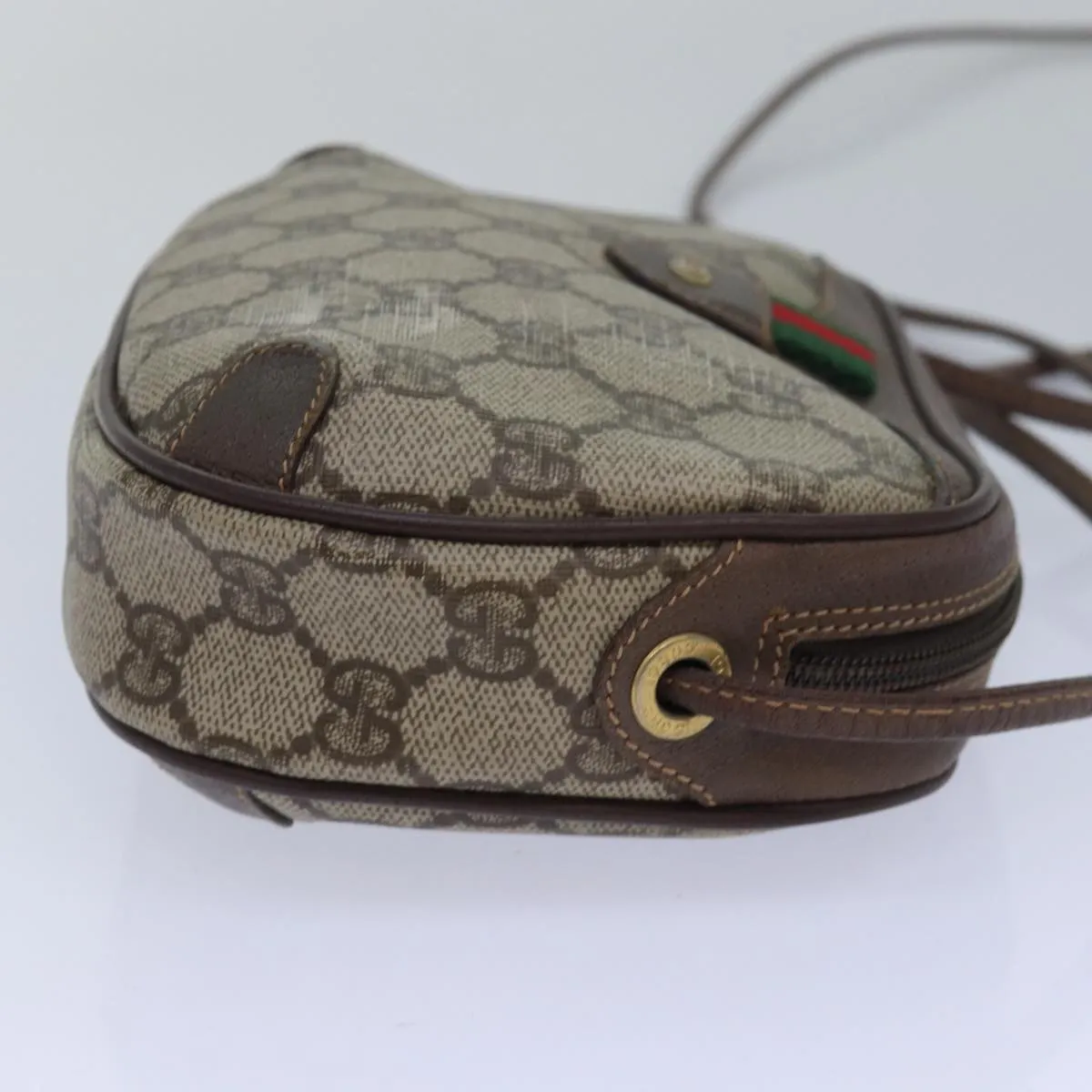 GUCCI GG Supreme Web Sherry Line Shoulder Bag PVC Beige 156 02 066  81008