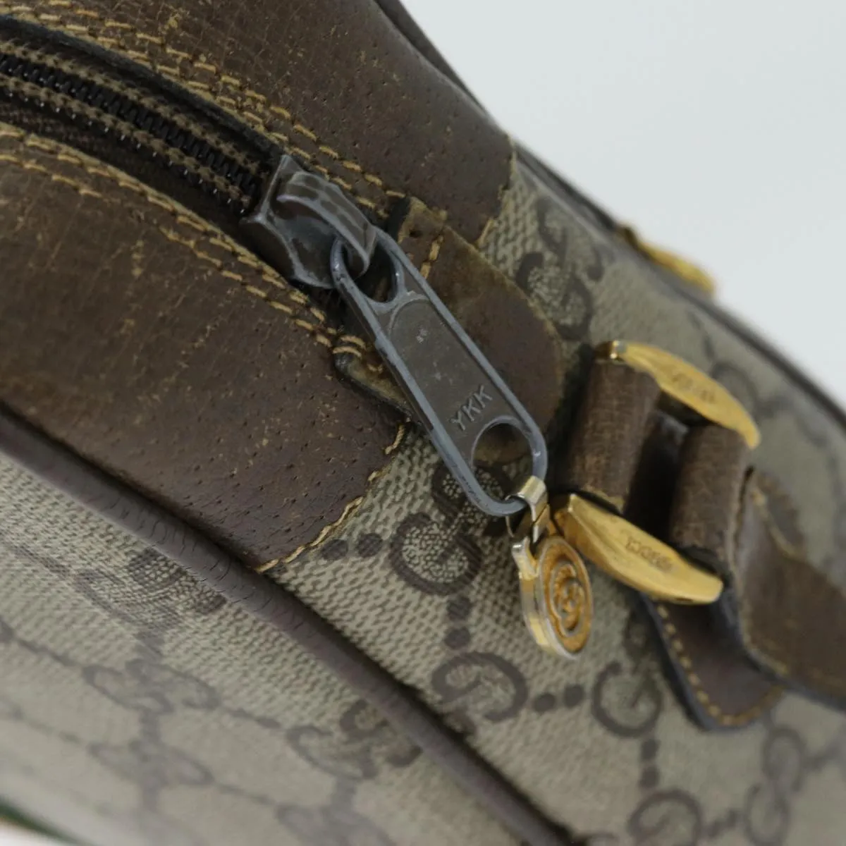 GUCCI GG Supreme Web Sherry Line Shoulder Bag PVC Beige 32 02 004  80804