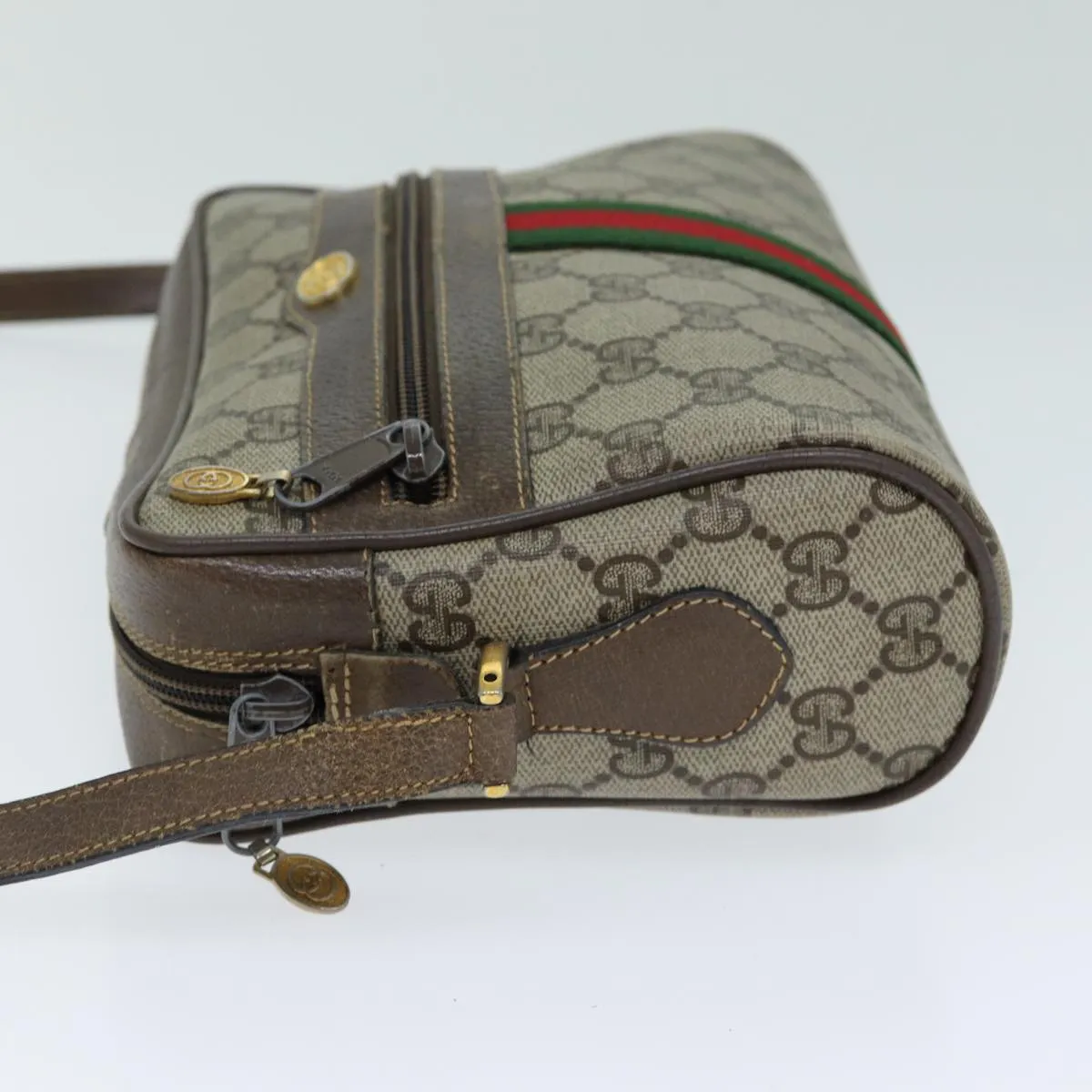 GUCCI GG Supreme Web Sherry Line Shoulder Bag PVC Beige 32 02 004  80804