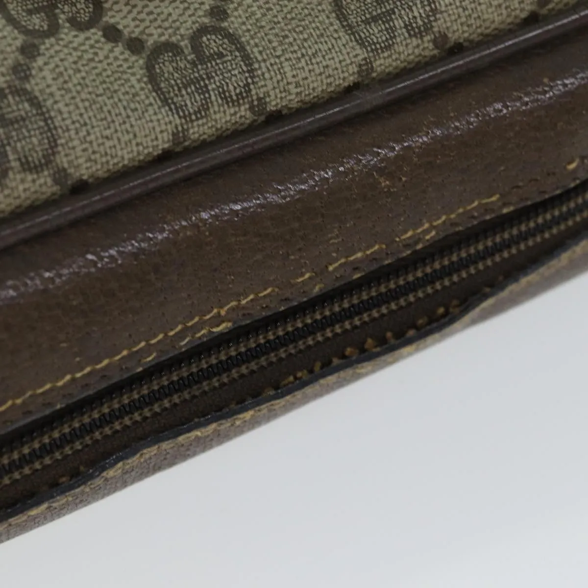 GUCCI GG Supreme Web Sherry Line Shoulder Bag PVC Beige 32 02 004  80804