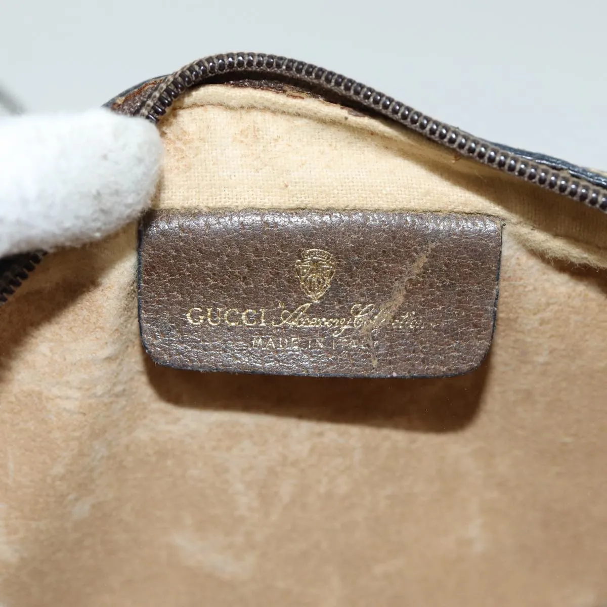 GUCCI GG Supreme Web Sherry Line Shoulder Bag PVC Beige 32 02 004  80804