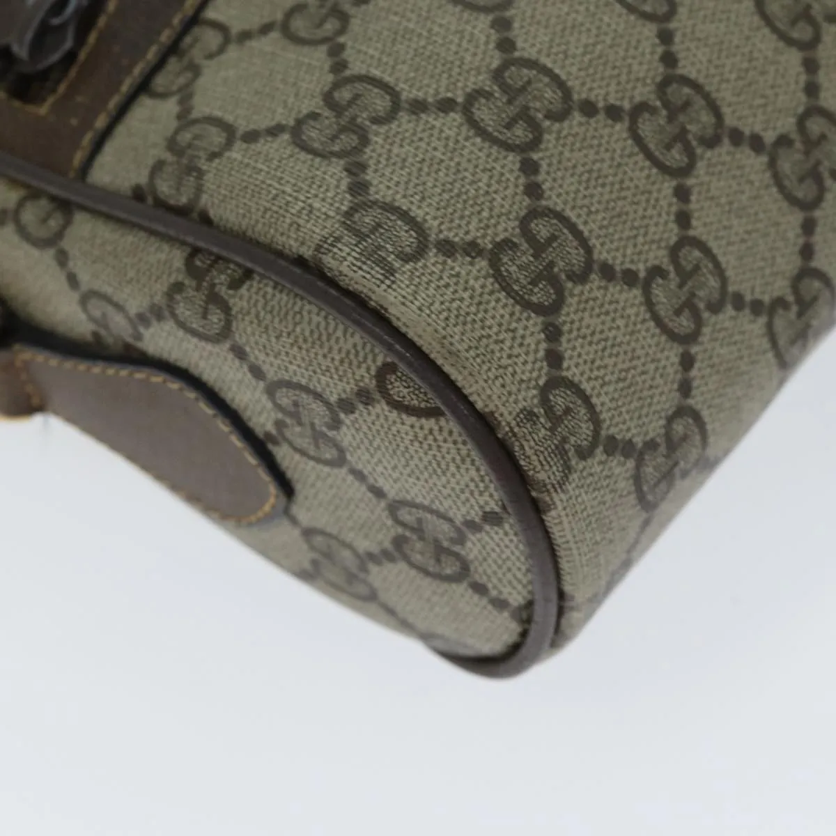 GUCCI GG Supreme Web Sherry Line Shoulder Bag PVC Beige 32 02 004  80804