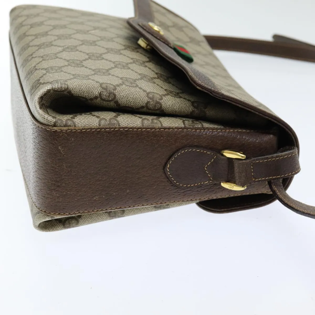 GUCCI GG Supreme Web Sherry Line Shoulder Bag PVC Beige  83722