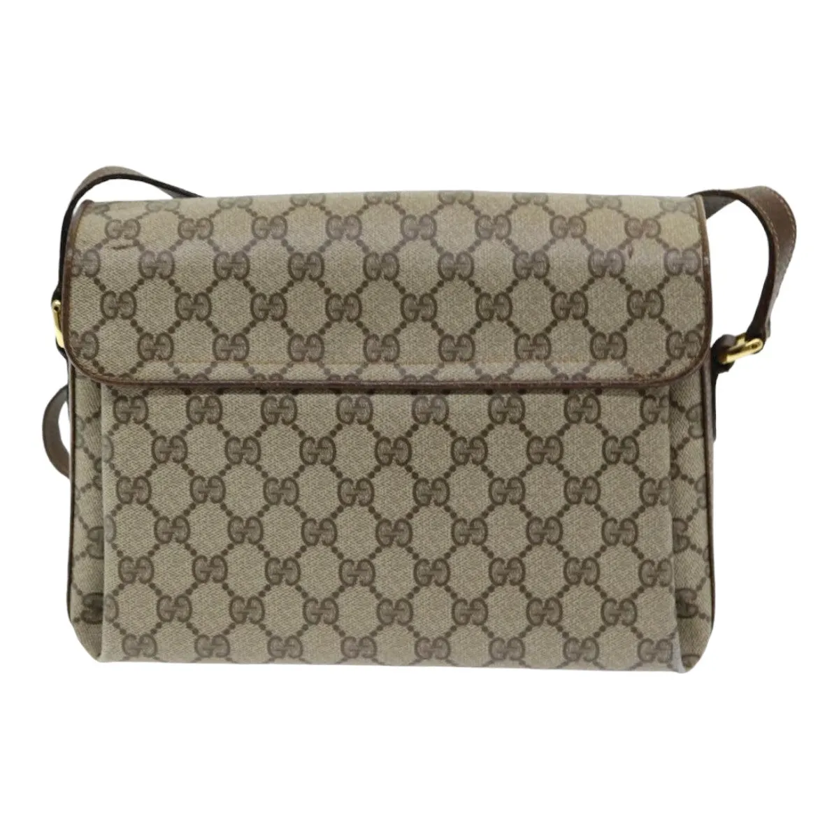 GUCCI GG Supreme Web Sherry Line Shoulder Bag PVC Beige  83722