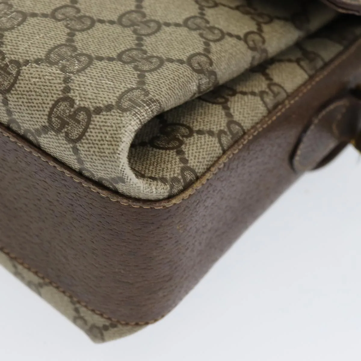 GUCCI GG Supreme Web Sherry Line Shoulder Bag PVC Beige  83722