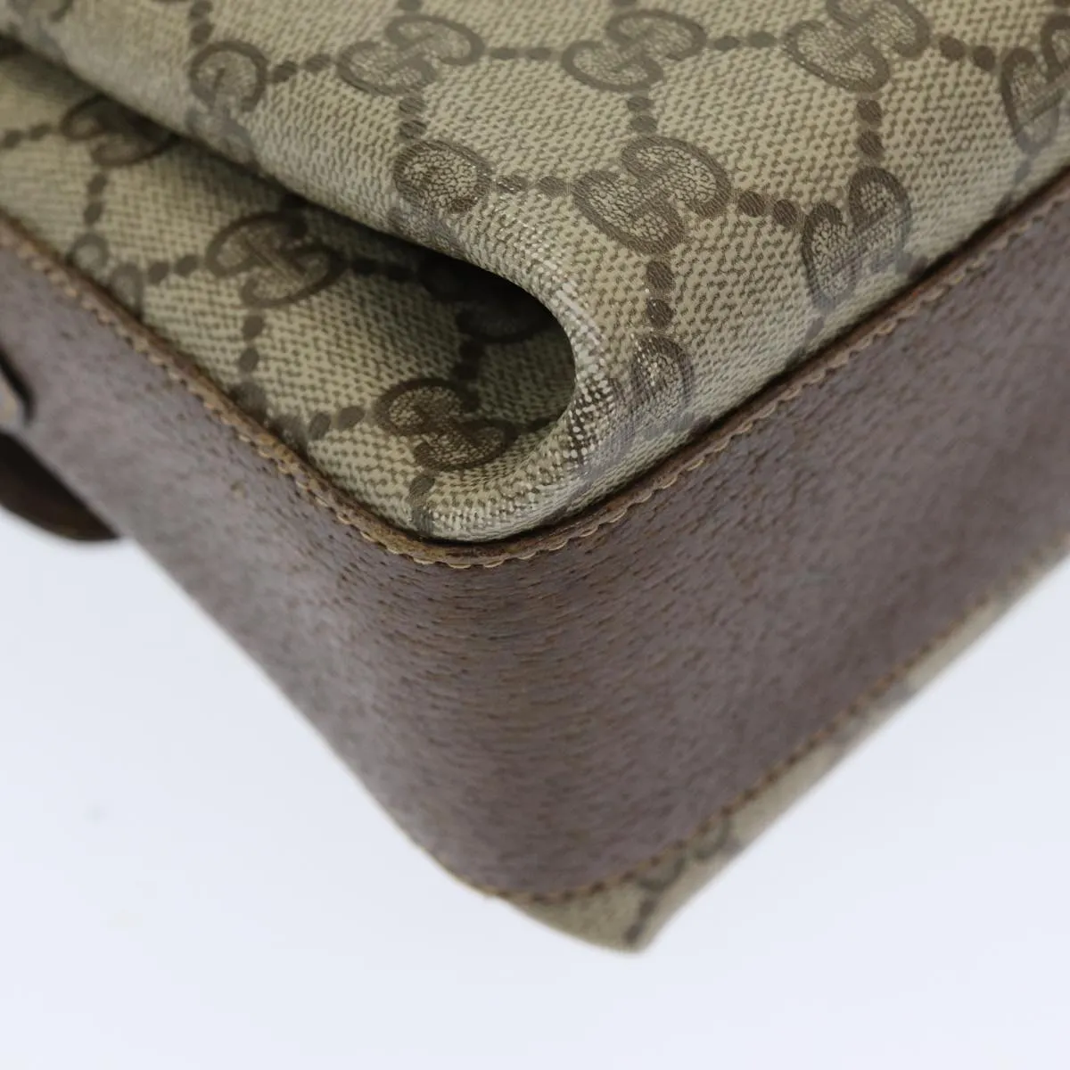 GUCCI GG Supreme Web Sherry Line Shoulder Bag PVC Beige  83722
