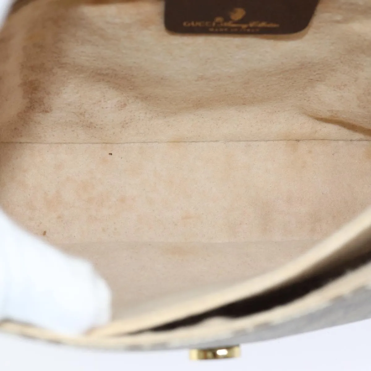 GUCCI GG Supreme Web Sherry Line Shoulder Bag PVC Beige  83722