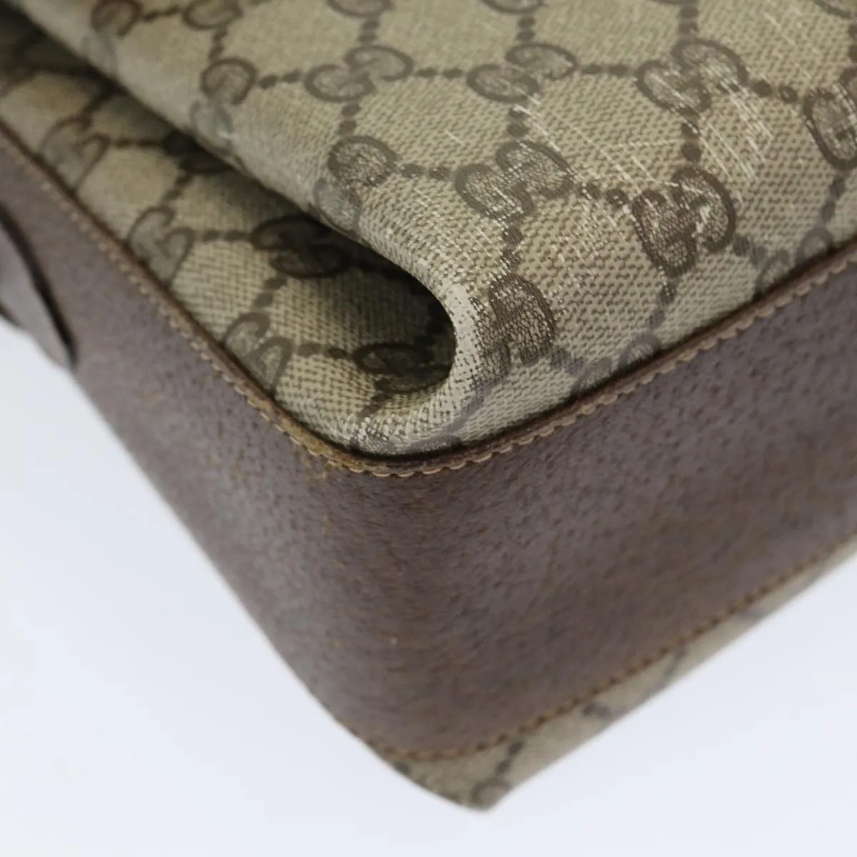 GUCCI GG Supreme Web Sherry Line Shoulder Bag PVC Beige  83722