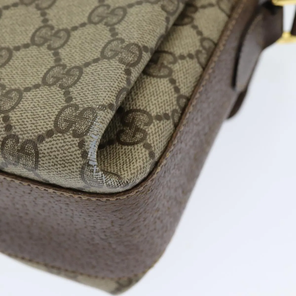 GUCCI GG Supreme Web Sherry Line Shoulder Bag PVC Beige  83722