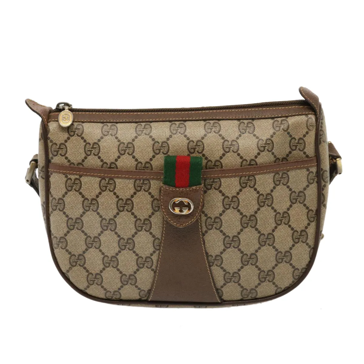 GUCCI GG Supreme Web Sherry Line Shoulder Bag PVC Beige 89 02 032  76696