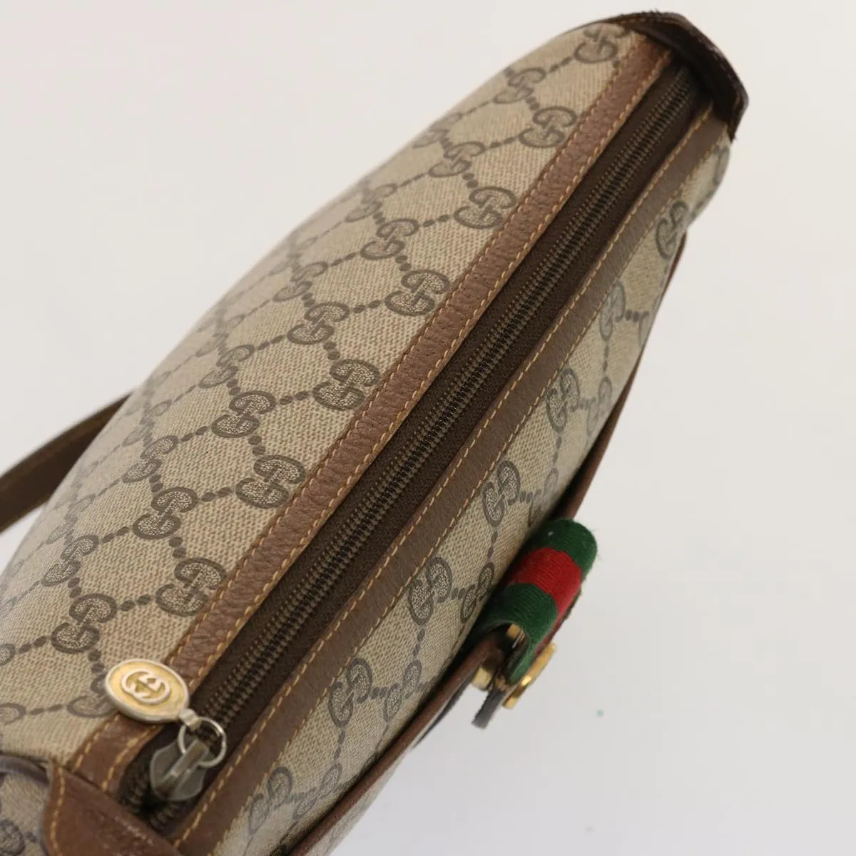 GUCCI GG Supreme Web Sherry Line Shoulder Bag PVC Beige 89 02 032  76696