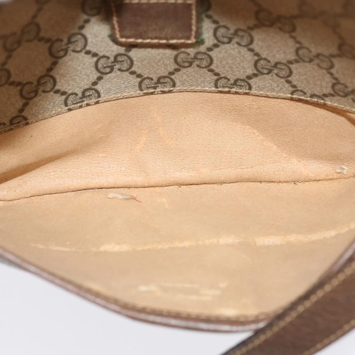 GUCCI GG Supreme Web Sherry Line Shoulder Bag PVC Beige 89 02 032  76696