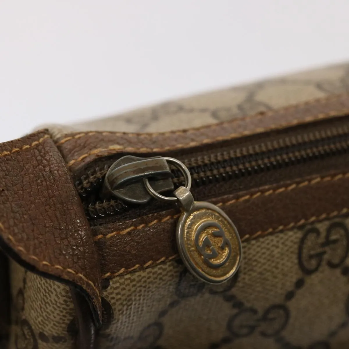 GUCCI GG Supreme Web Sherry Line Shoulder Bag PVC Beige 89 02 032  76696