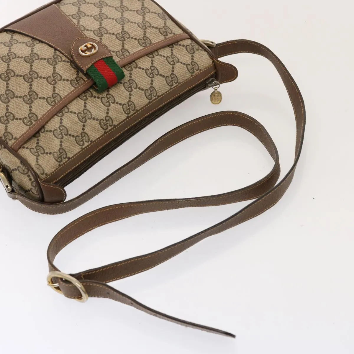 GUCCI GG Supreme Web Sherry Line Shoulder Bag PVC Beige 89 02 032  76696