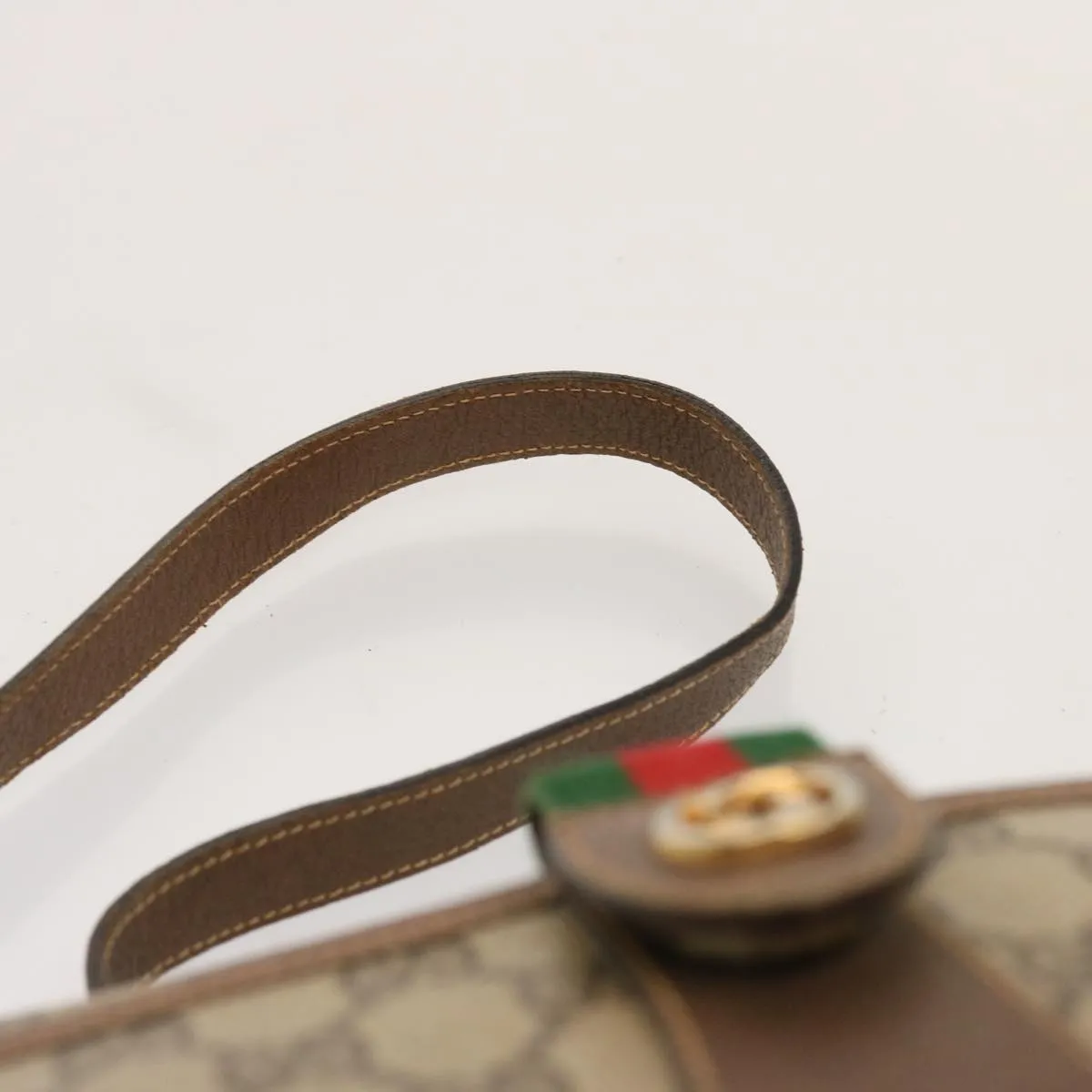 GUCCI GG Supreme Web Sherry Line Shoulder Bag PVC Beige 89 02 032  76696