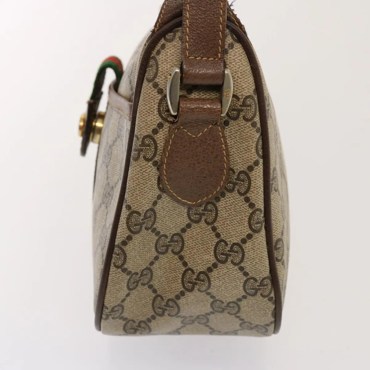 GUCCI GG Supreme Web Sherry Line Shoulder Bag PVC Beige 89 02 032  76696