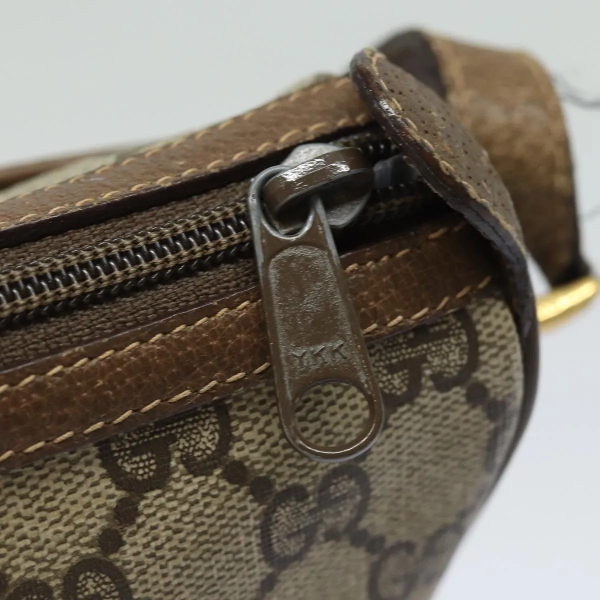 GUCCI GG Supreme Web Sherry Line Shoulder Bag PVC Beige 89 02 032  81158