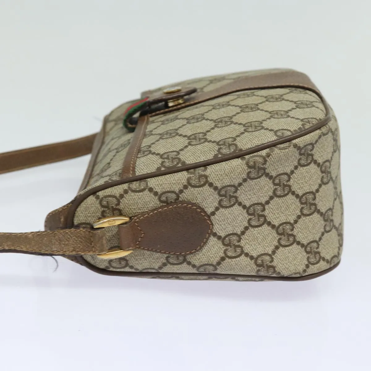 GUCCI GG Supreme Web Sherry Line Shoulder Bag PVC Beige 89 02 032  81158