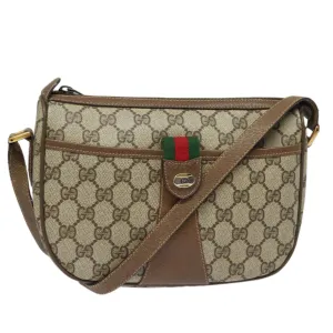 GUCCI GG Supreme Web Sherry Line Shoulder Bag PVC Beige 89 02 032  81158