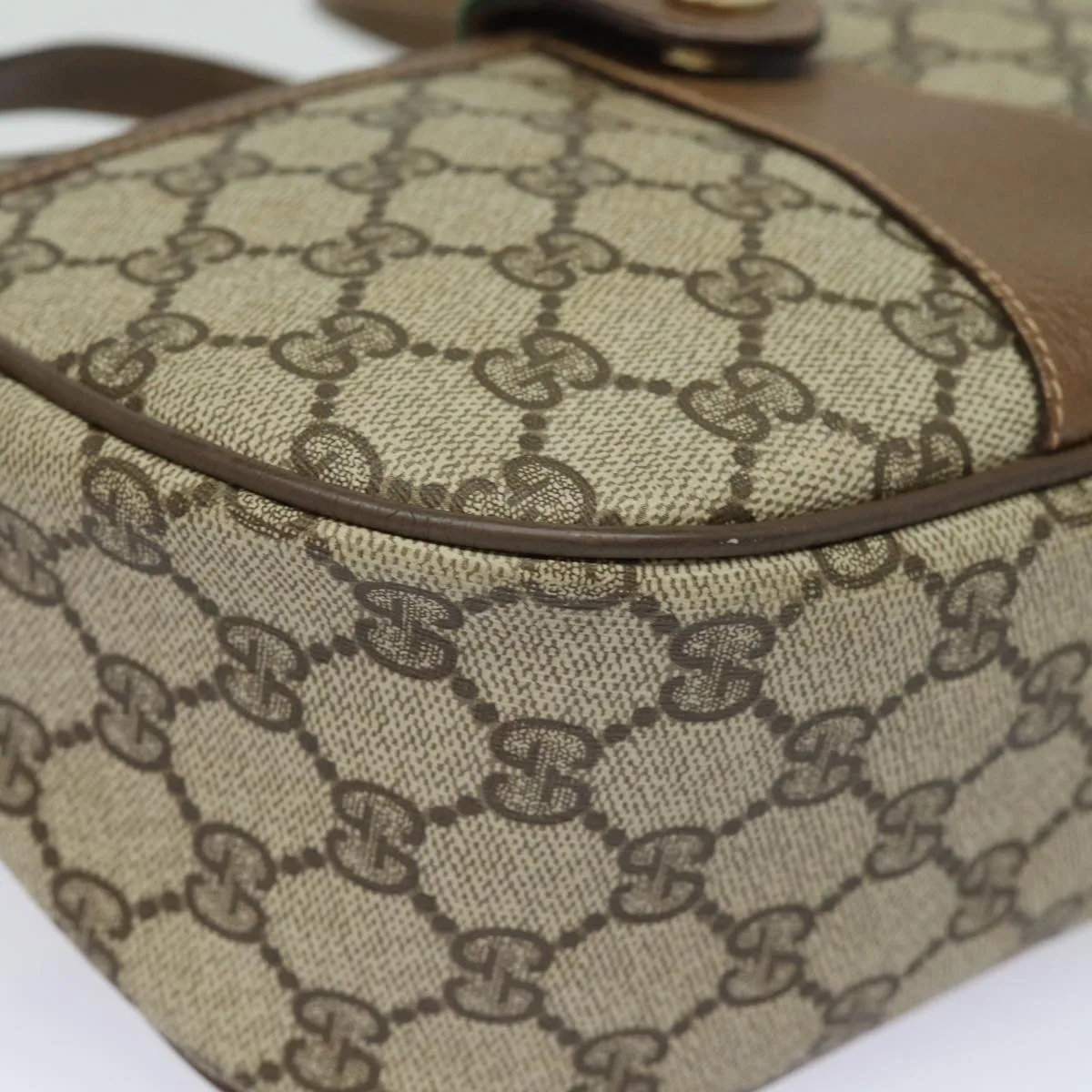 GUCCI GG Supreme Web Sherry Line Shoulder Bag PVC Beige 89 02 032  81158