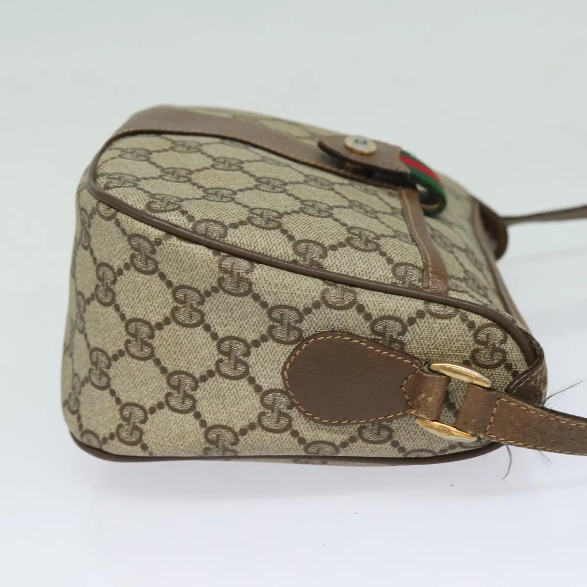 GUCCI GG Supreme Web Sherry Line Shoulder Bag PVC Beige 89 02 032  81158