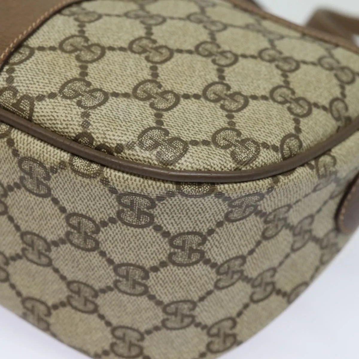GUCCI GG Supreme Web Sherry Line Shoulder Bag PVC Beige 89 02 032  81158