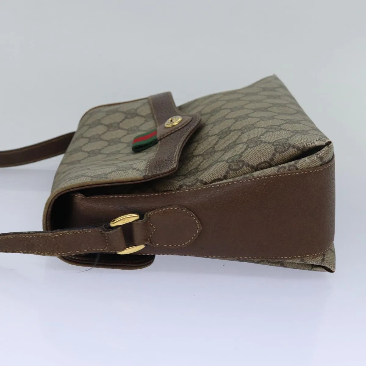 GUCCI GG Supreme Web Sherry Line Shoulder Bag PVC Beige 904 02 084  78097