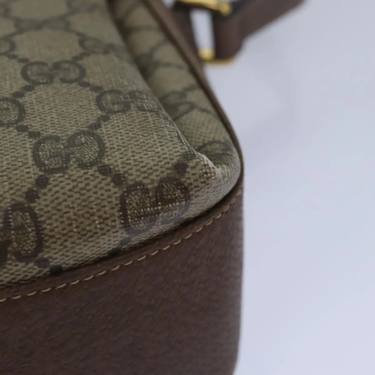 GUCCI GG Supreme Web Sherry Line Shoulder Bag PVC Beige 904 02 084  78097