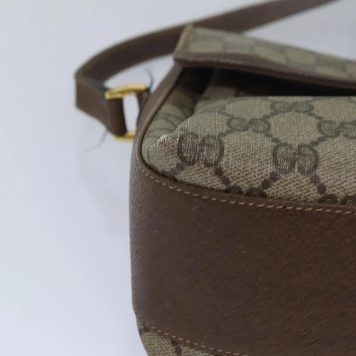 GUCCI GG Supreme Web Sherry Line Shoulder Bag PVC Beige 904 02 084  78097