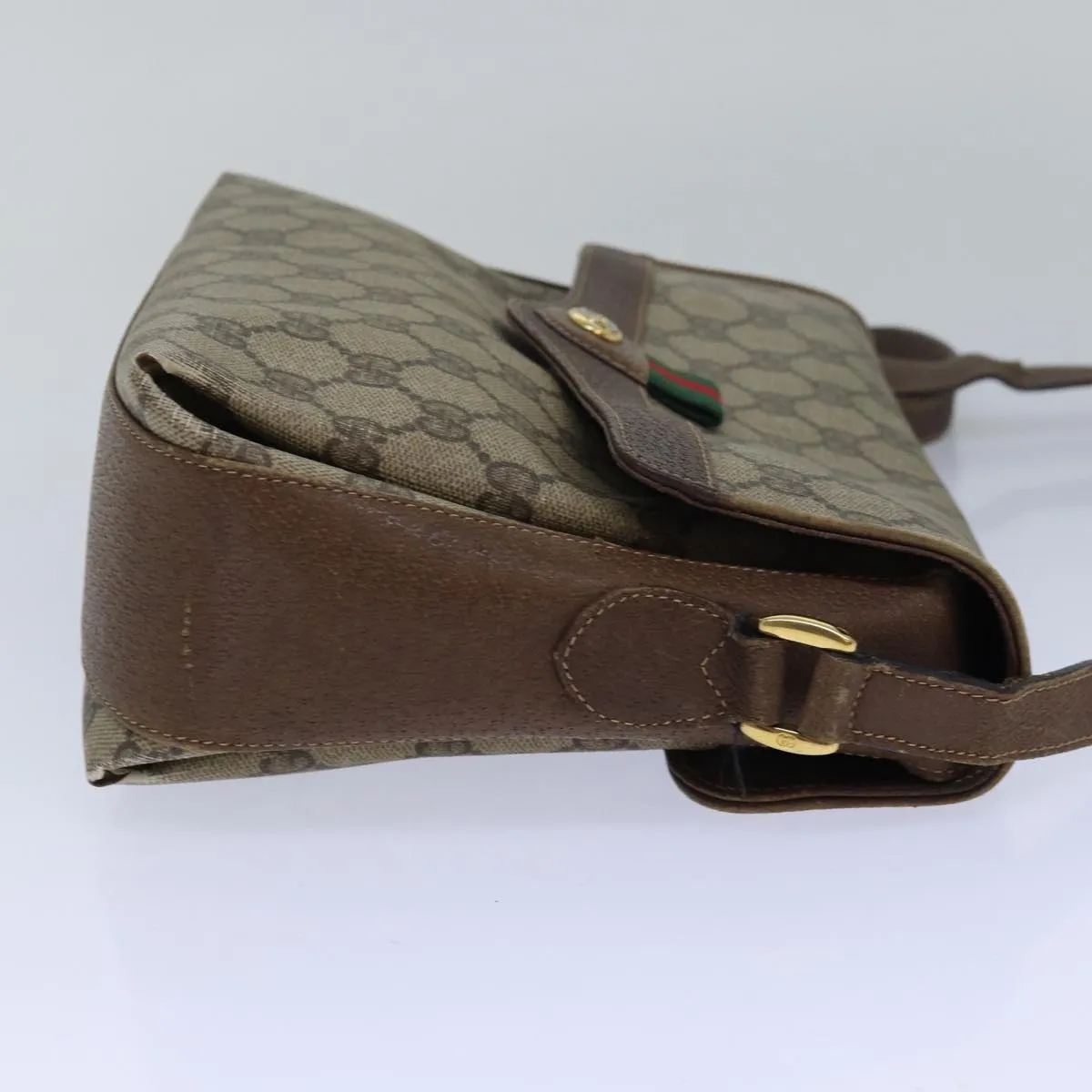 GUCCI GG Supreme Web Sherry Line Shoulder Bag PVC Beige 904 02 084  78097