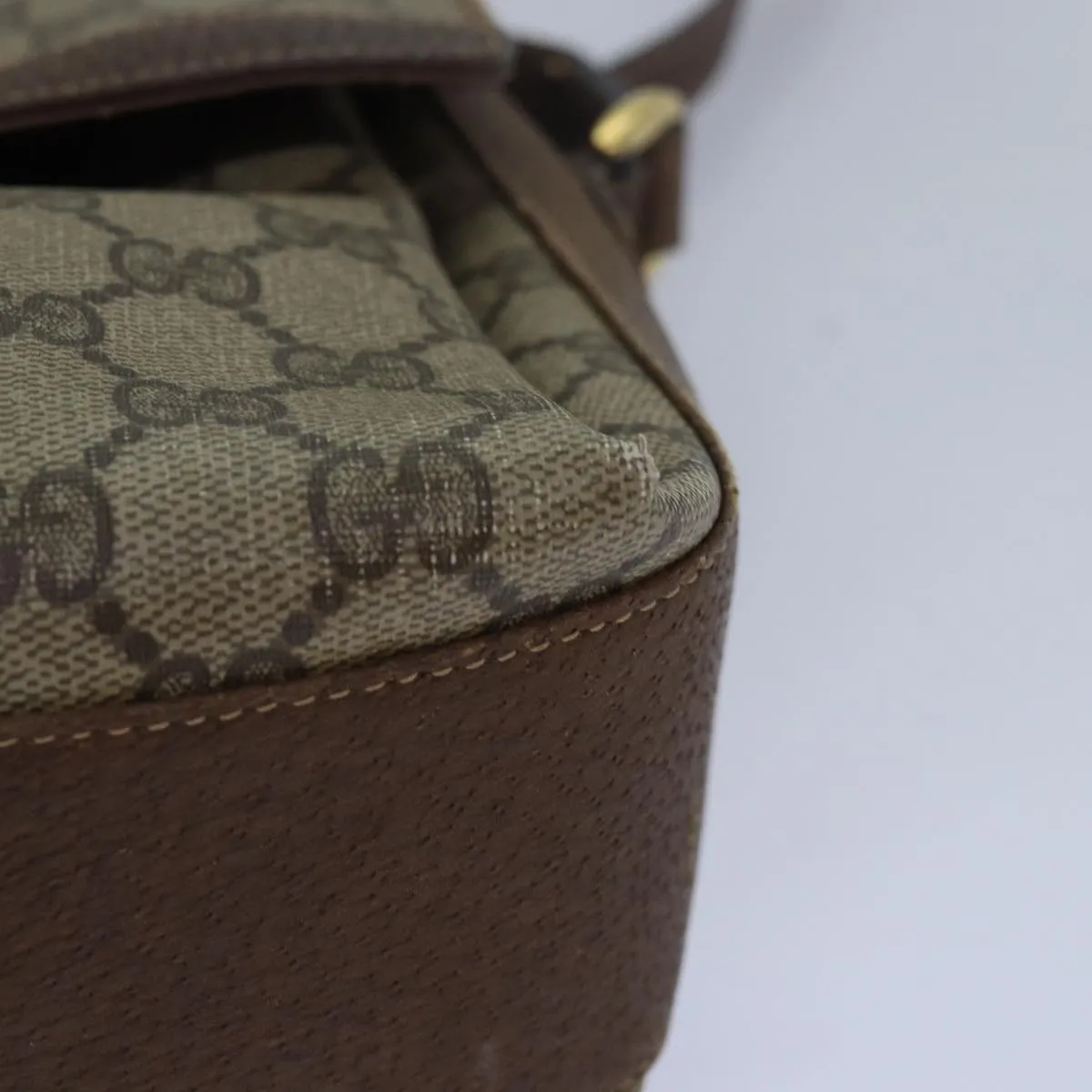 GUCCI GG Supreme Web Sherry Line Shoulder Bag PVC Beige 904 02 084  78097