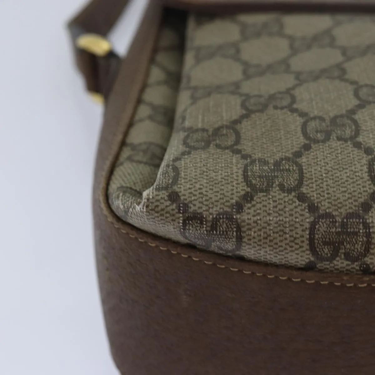 GUCCI GG Supreme Web Sherry Line Shoulder Bag PVC Beige 904 02 084  78097