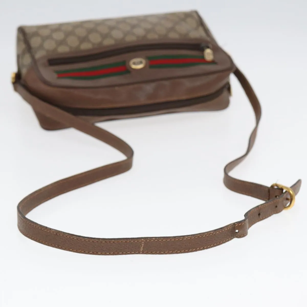 GUCCI GG Supreme Web Sherry Line Shoulder Bag PVC Beige Red 56 02 088  84753