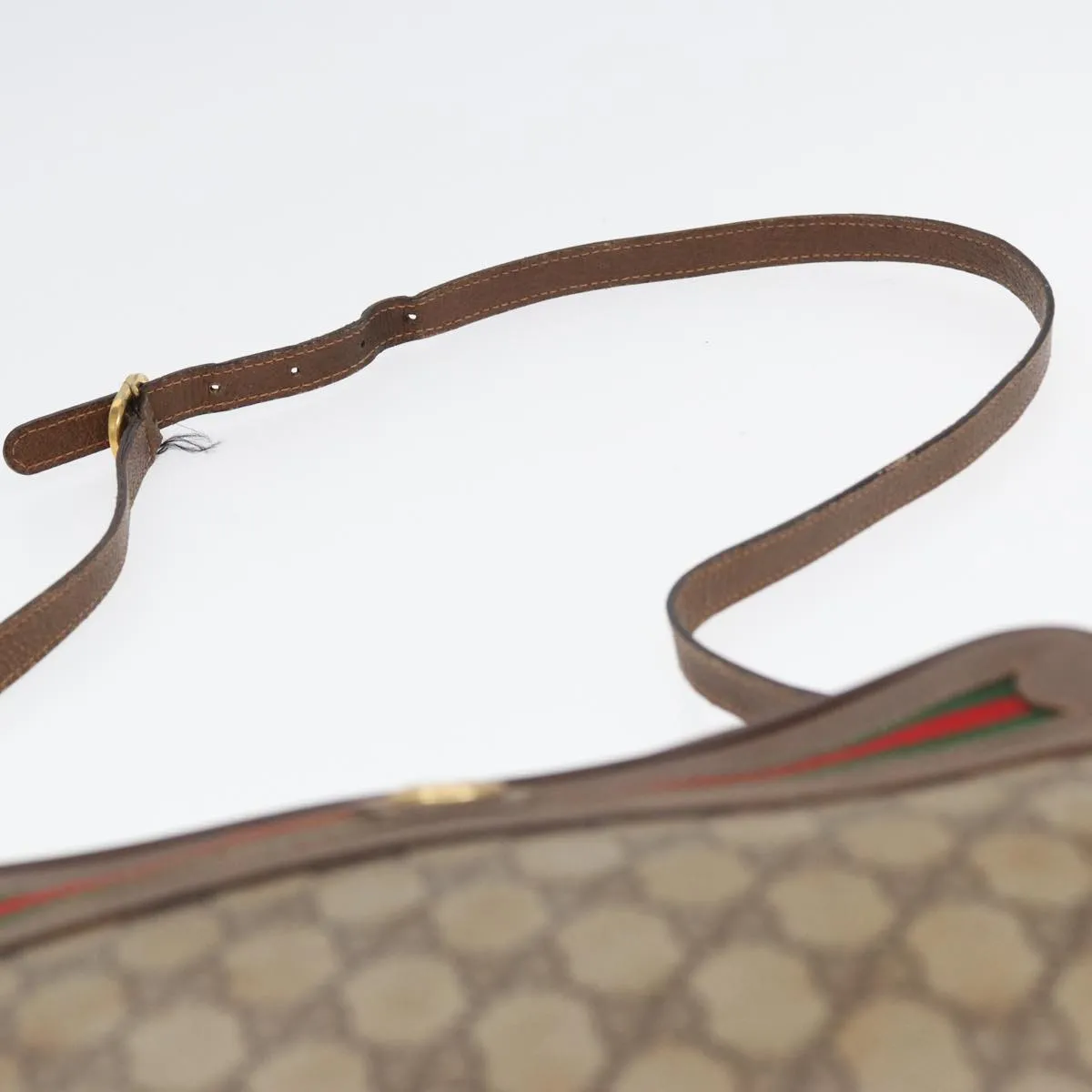 GUCCI GG Supreme Web Sherry Line Shoulder Bag PVC Beige Red 56 02 088  84753