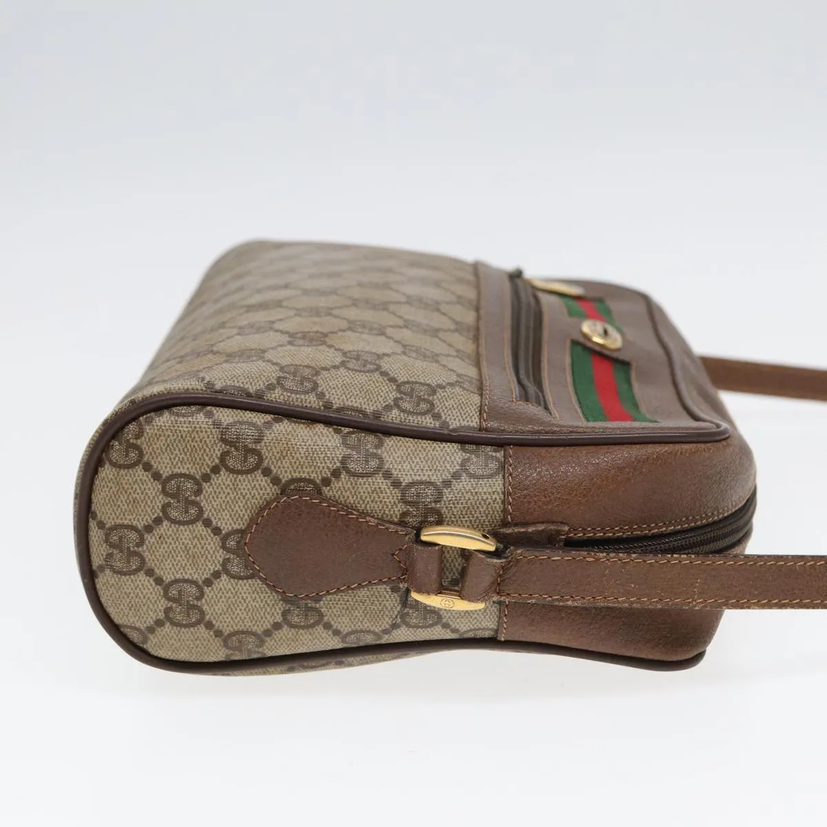 GUCCI GG Supreme Web Sherry Line Shoulder Bag PVC Beige Red 56 02 088  84753