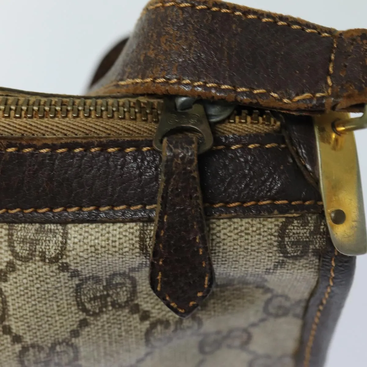 GUCCI GG Supreme Web Sherry Line Shoulder Bag PVC Beige Red  82910