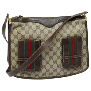 GUCCI GG Supreme Web Sherry Line Shoulder Bag PVC Beige Red  82910