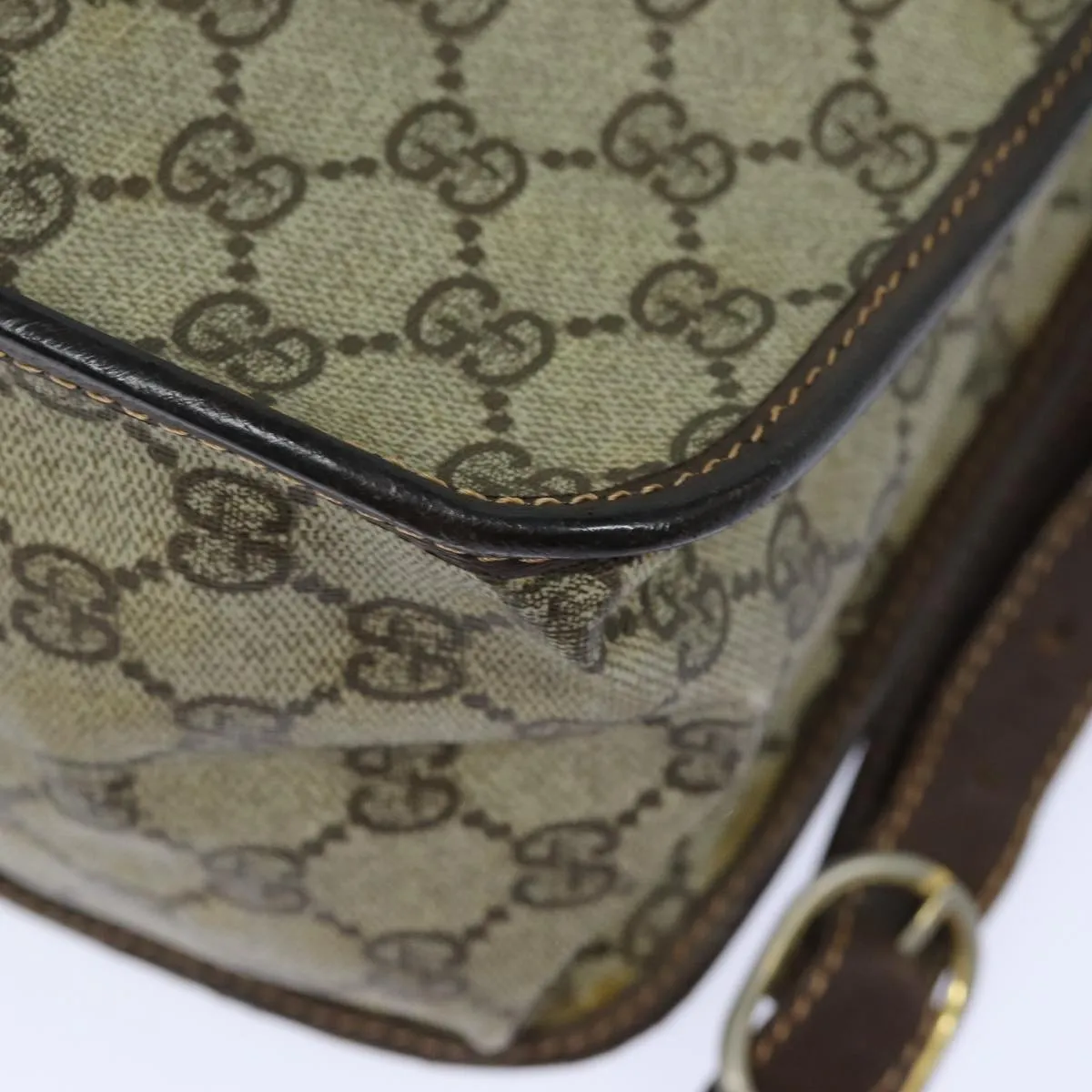 GUCCI GG Supreme Web Sherry Line Shoulder Bag PVC Beige Red  82910