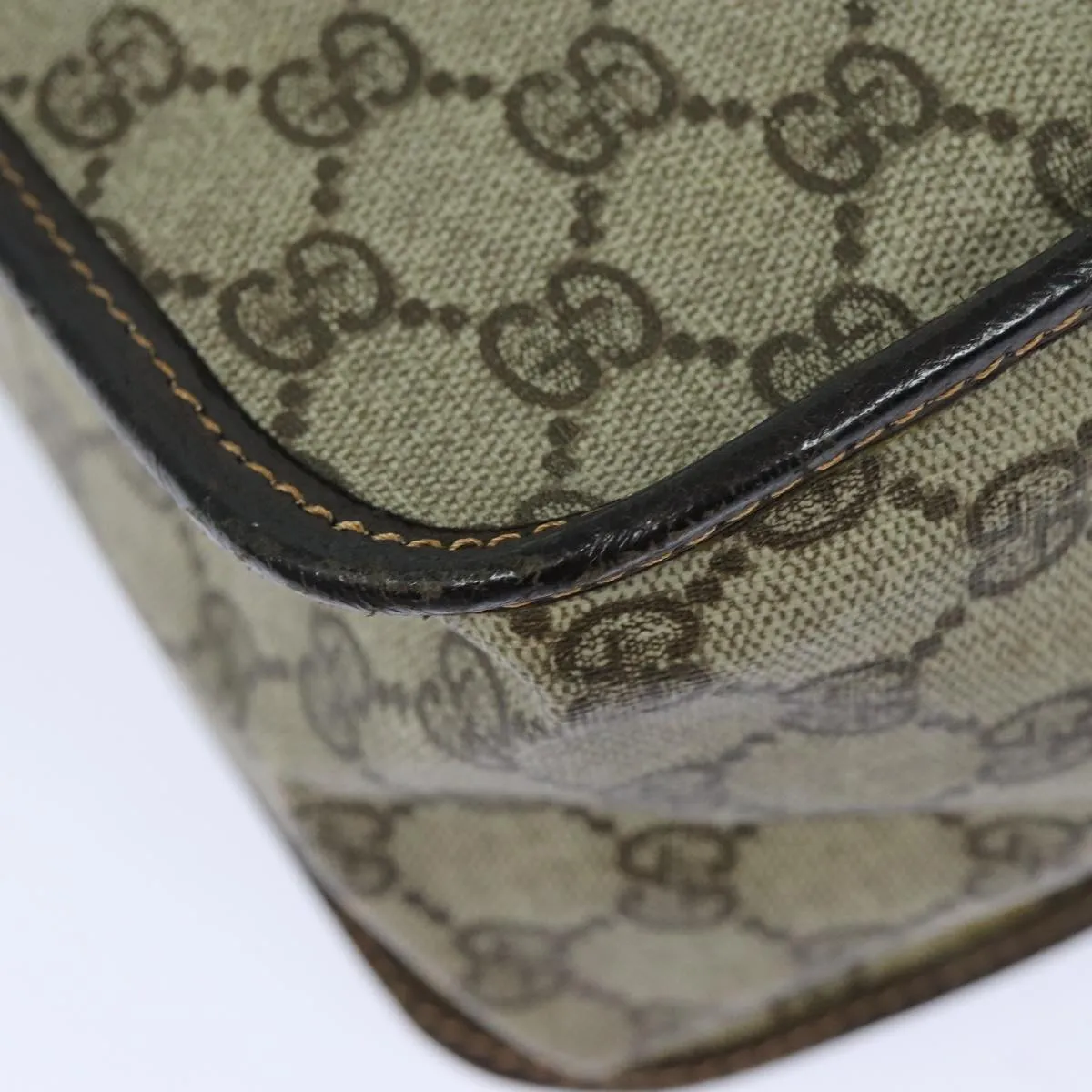 GUCCI GG Supreme Web Sherry Line Shoulder Bag PVC Beige Red  82910