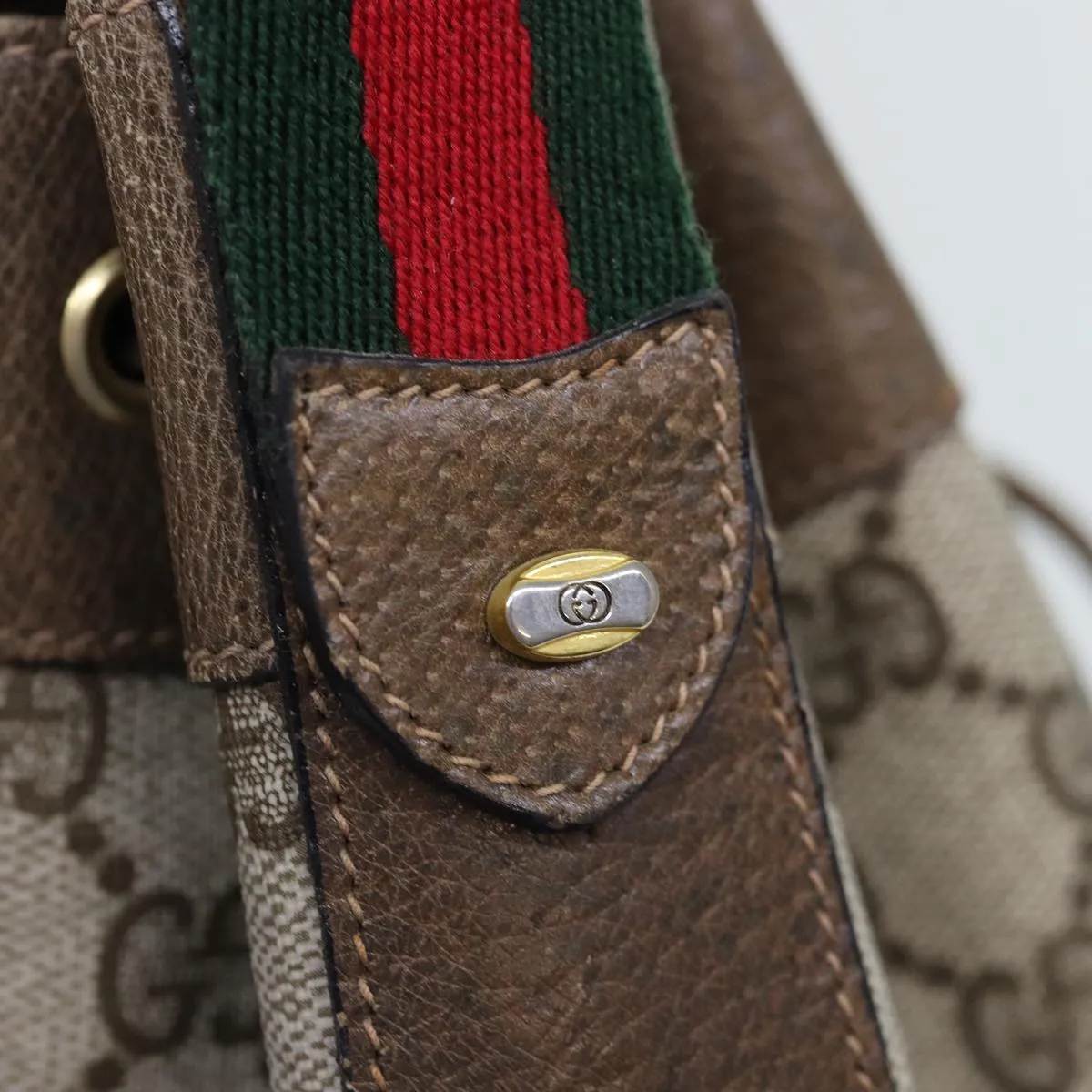 GUCCI GG Supreme Web Sherry Line Shoulder Bag Red Beige 41 02 034  12678
