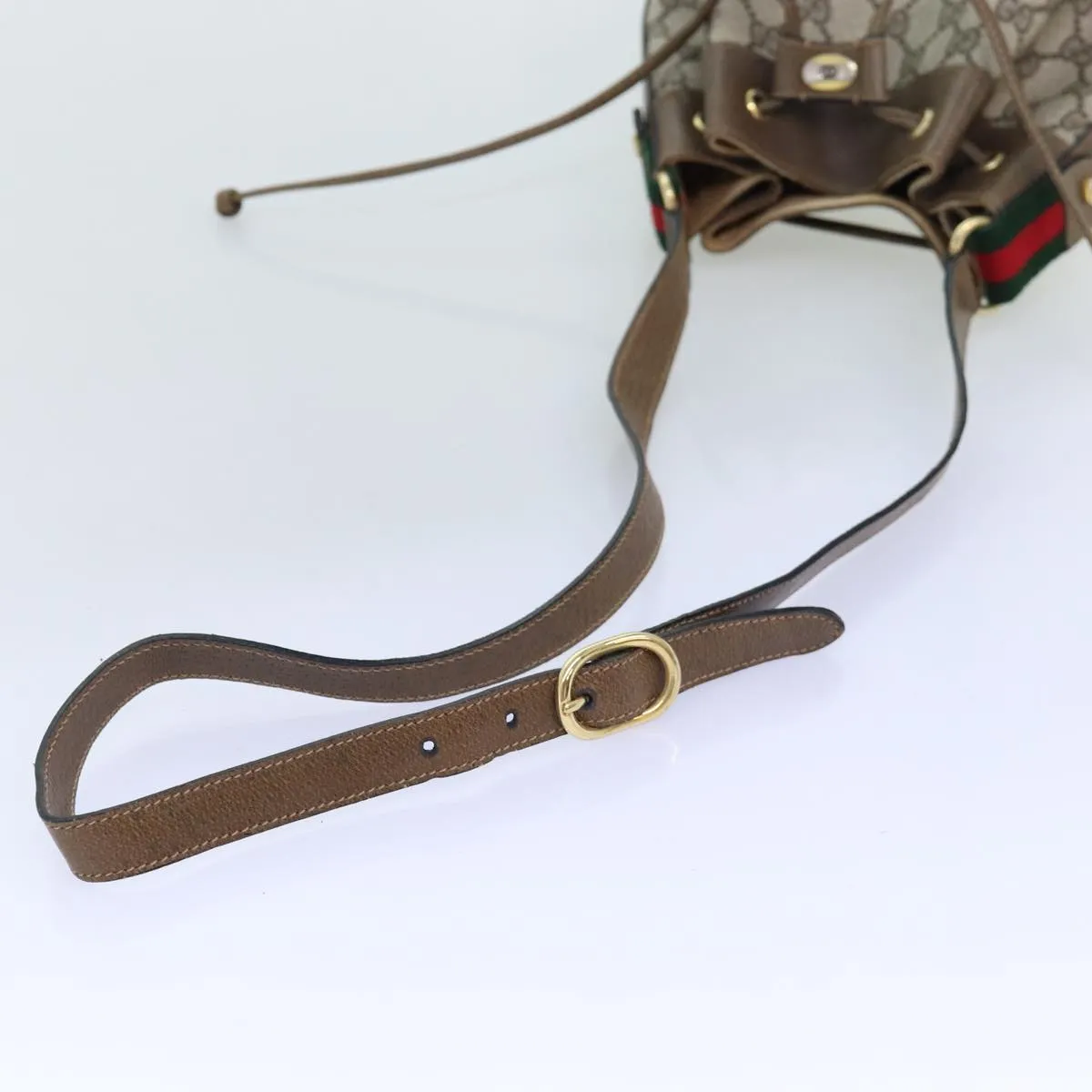 GUCCI GG Supreme Web Sherry Line Shoulder Bag Red Beige 41 02 034  12678
