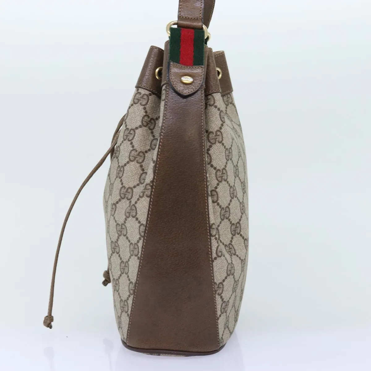 GUCCI GG Supreme Web Sherry Line Shoulder Bag Red Beige 41 02 034  12678